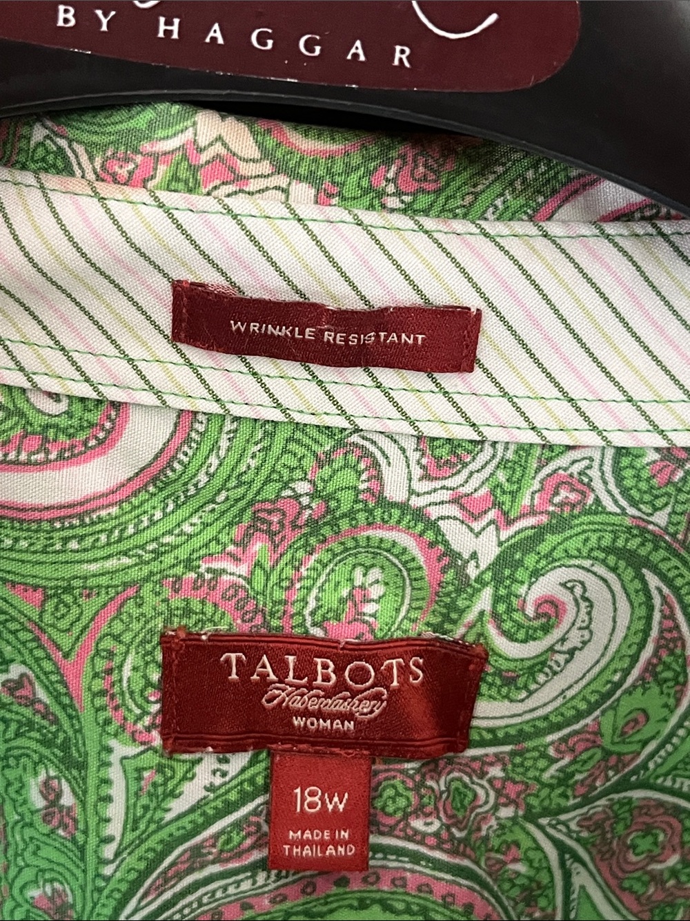 Talbots Green Paisley Button-Front Blouse Size 18W - Picture 2 of 9